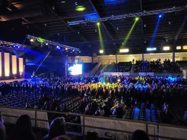 view of ffa conference stage from back of arena